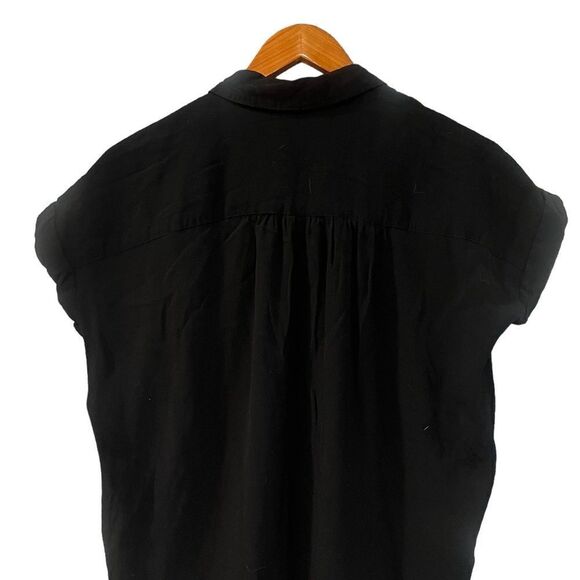 Madewell light weight black short sleeve button up top - Picture 9 of 9